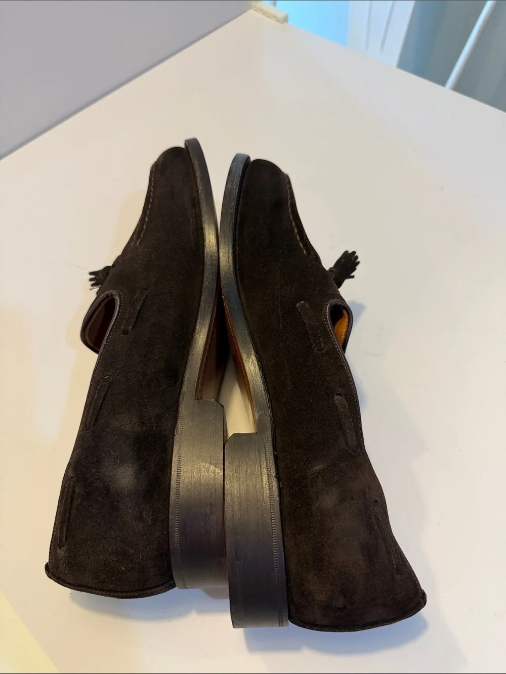 Todd Snyder X Sanders Men's Tassel Loafers in Dark Brown Suede Sz 10.  Tub8